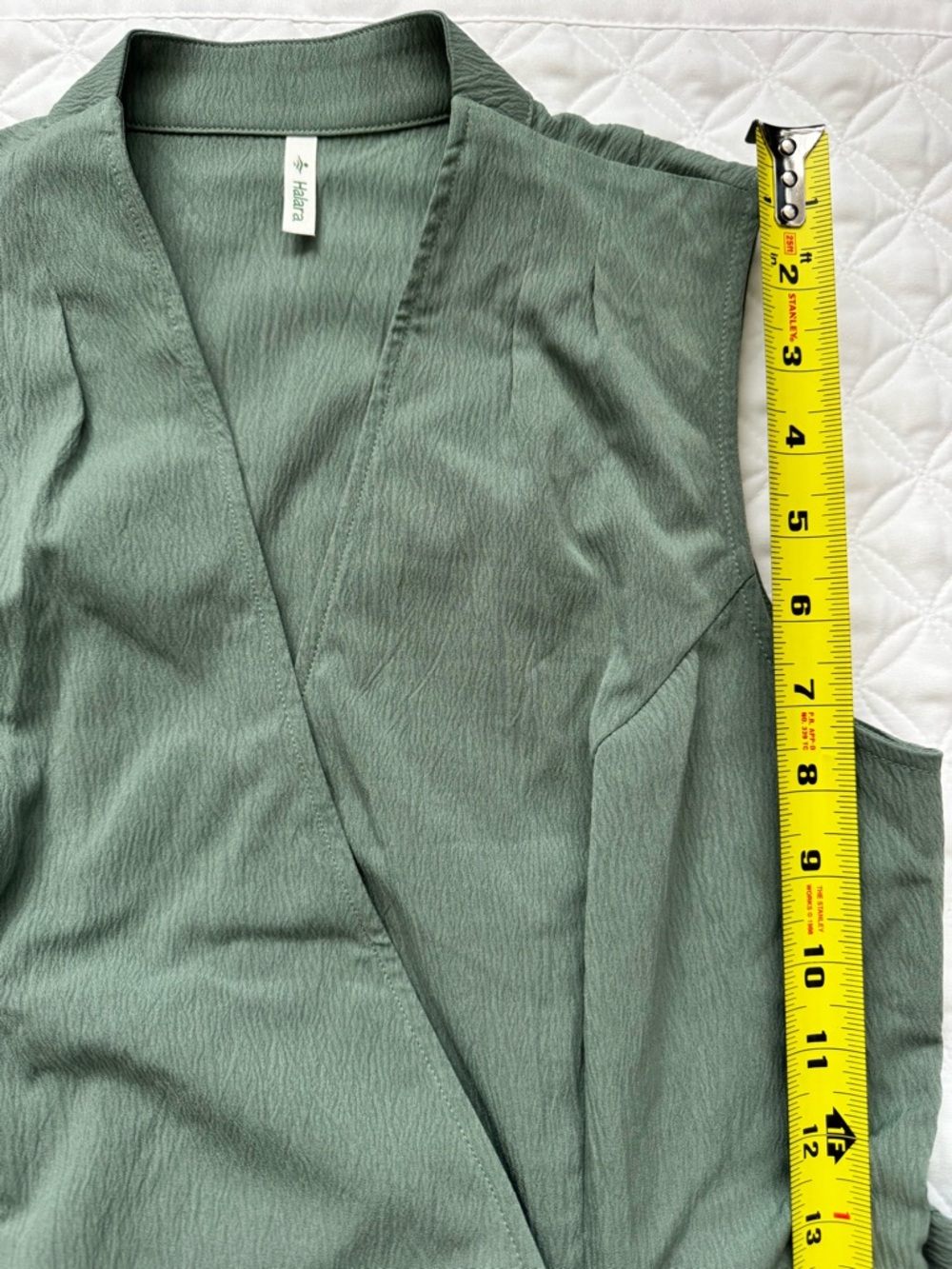 NWT HALARA Green V-Neck Sleeveless Wrapped Belted Midi Travel Dress Pockets Sz M - Picture 10 of 16